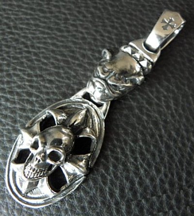 画像5: Old Bulldog & Cross Oval On Skull Pendant