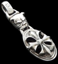 Bulldog & Cross Oval Pendant