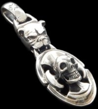 Bulldog & Battle-Ax On Skull Pendant
