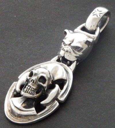 画像3: Bulldog & Battle-Ax On Skull Pendant