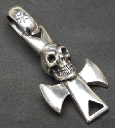 画像2: Skull with round zip cross Pendant