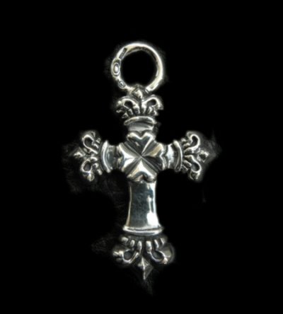 画像1: One Eighth Long 4 Heart Crown Cross Pendant