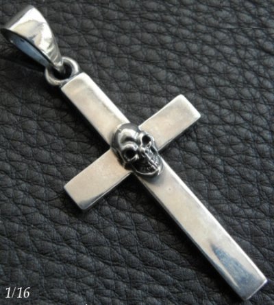 画像7: Skull On Plain Cross Pendant [1/8 , 1/16]