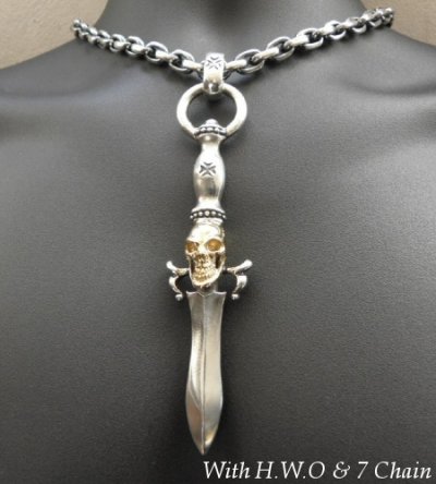 画像9: Gold Skull On Dagger With H.W.O Pendant