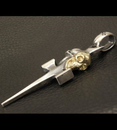 画像7: 18k Gold Skull & Sterling Skull Double Face Square Bottom Dagger Pendant