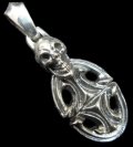Quarter Skull On Top Sculpted Oval With Classic H.W.O Pendant