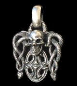 Skull On Snake Buckle With Sculpted Oval Pendant