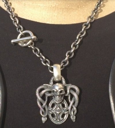 画像7: Skull On Snake Buckle With Sculpted Oval Pendant
