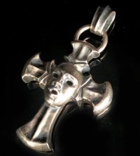 Face On Battle-Ax Cross With Chevron Bail Pendant