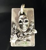 Single Skull With Rose Dog Tag