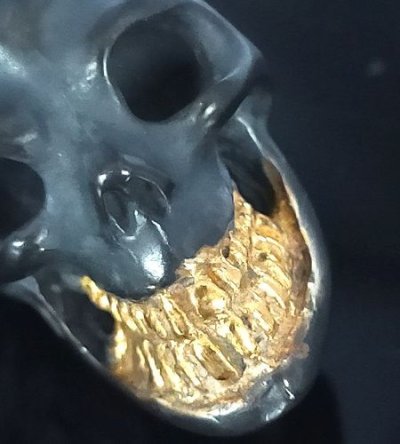 画像2: Single Skull With Pure Gold Wrap Teeth Pendant