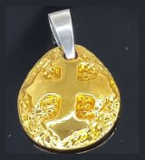 Pure Gold Wrap 1/16 Reised Cross Chiseled Blob Pendant
