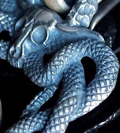 画像12: Buffalo Skull On Snake Buckle With G&Crown Button Pendant