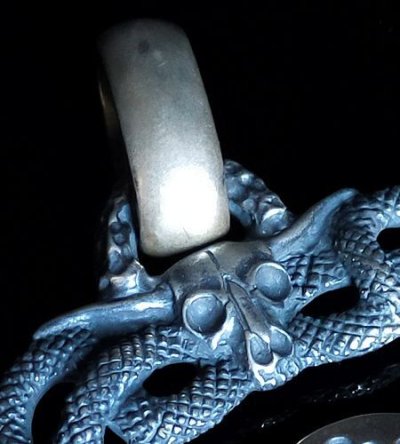 画像11: Buffalo Skull On Snake Buckle With G&Crown Button Pendant