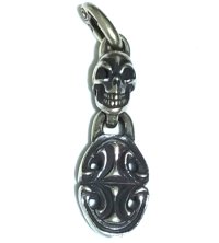 Half Single Skull With Sculpted Oval Pendant
