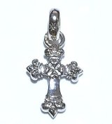 1/16  Long 4 Heart Crown Cross With H.W.O Pendant [Platinum finish]