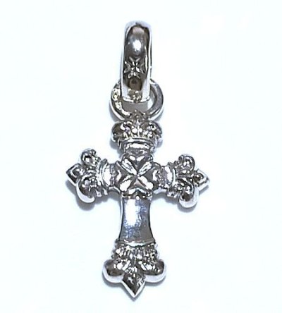 画像1: 1/16  Long 4 Heart Crown Cross With H.W.O Pendant [Platinum finish]