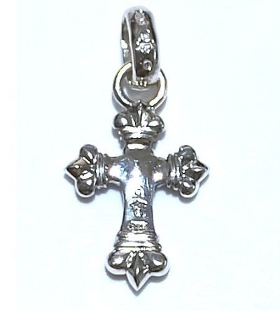 画像2: 1/16  Long 4 Heart Crown Cross With H.W.O Pendant [Platinum finish]