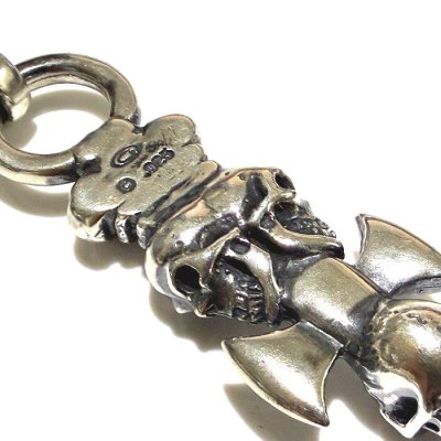 画像9: Half Triple Skull Dagger With Crown Round Bottom Pendant
