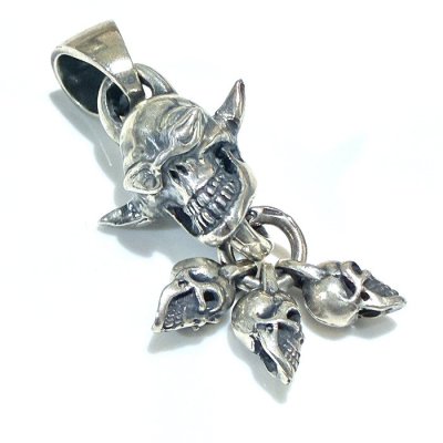 画像1: Horned Skull With 1/8 Skulls Pendant