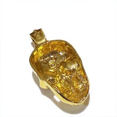 画像4: 10k Gold Giant Skull With Chevron Bail Pendant