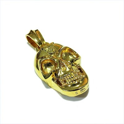 画像2: 10k Gold Giant Skull With Chevron Bail Pendant