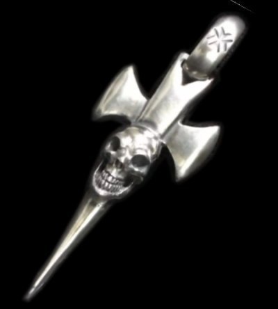 画像1: Single Skull Dagger Round Bottom Pendant