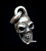 Single Skull With Snake Tongue Pendant