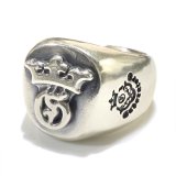 Raised G & Crown Signet Ring（Slim)