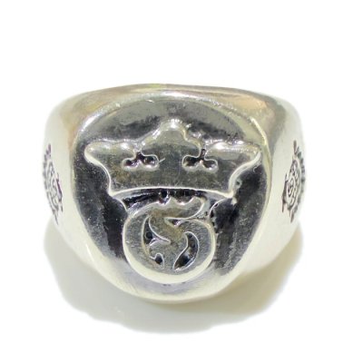 画像1: Raised G & Crown Signet Pinky Ring