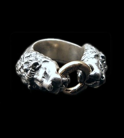 画像1: 18k Gold Ring With Quarter Lion Triangle Wire Bangle Ring