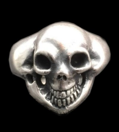 画像1: Old Single Skull Solid Silver Ring