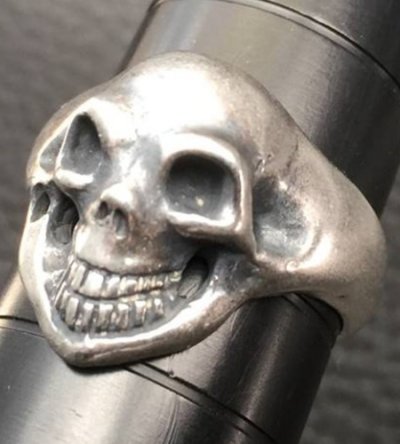 画像2: Old Single Skull Solid Silver Ring