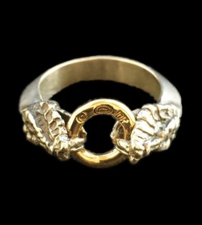 画像1: 10K Gold O-ring With Snake Triangle Wire Bangle Ring