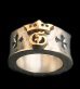 画像1: 18K Gold High Raised G & Crown On Wide Cigar Band Ring (1)