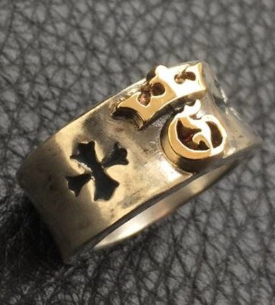 画像4: 18K Gold High Raised G & Crown On Wide Cigar Band Ring