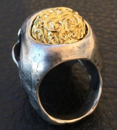 画像13: 10K Gold Pure Gold Matt Finish Brains Large Skull Full Head Ring