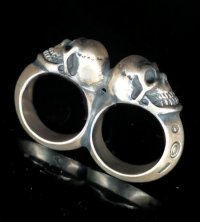 Single Skull Triangle Wire Bangle 2Finger Ring