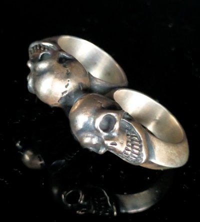 画像6: Single Skull Triangle Wire Bangle 2Finger Ring