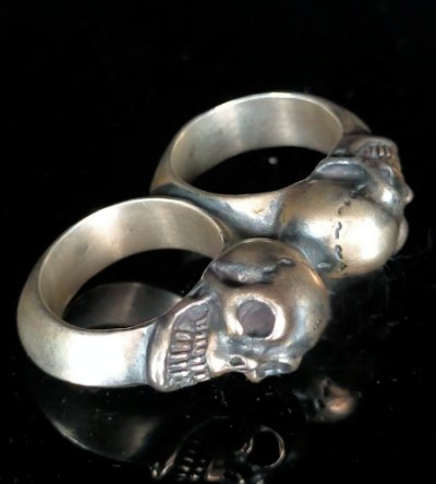 画像4: Single Skull Triangle Wire Bangle 2Finger Ring