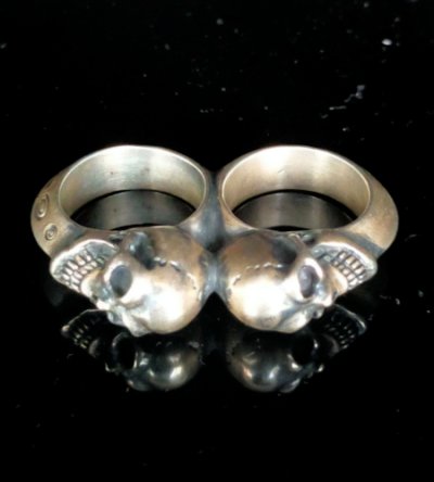 画像14: Single Skull Triangle Wire Bangle 2Finger Ring