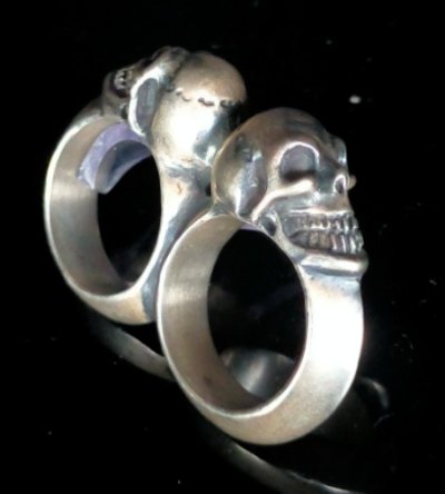 画像13: Single Skull Triangle Wire Bangle 2Finger Ring