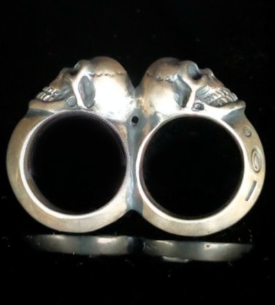 画像11: Single Skull Triangle Wire Bangle 2Finger Ring