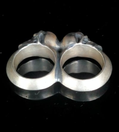 画像10: Single Skull Triangle Wire Bangle 2Finger Ring