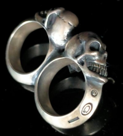 画像7: Single Skull Triangle Wire Bangle 2Finger Ring