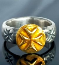 Pure Gold Wrap Raised Maltese Cross H.W.O Ring