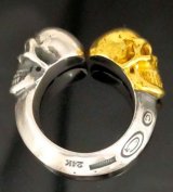 Pure Gold Wrap Quarter Skull With Half Triangle Wire Ring