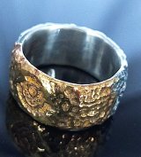 Pure Gold Wrap Multi Engraved Large Chiseled H.W.O Ring [Atelier Mark]