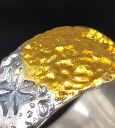 画像14: Pure Gold Wrap Multi Engraved Large Chiseled H.W.O Ring [G&Crown]