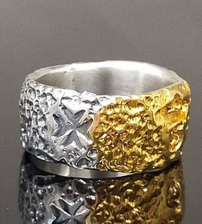 画像6: Pure Gold Wrap Multi Engraved Large Chiseled H.W.O Ring [G&Crown]